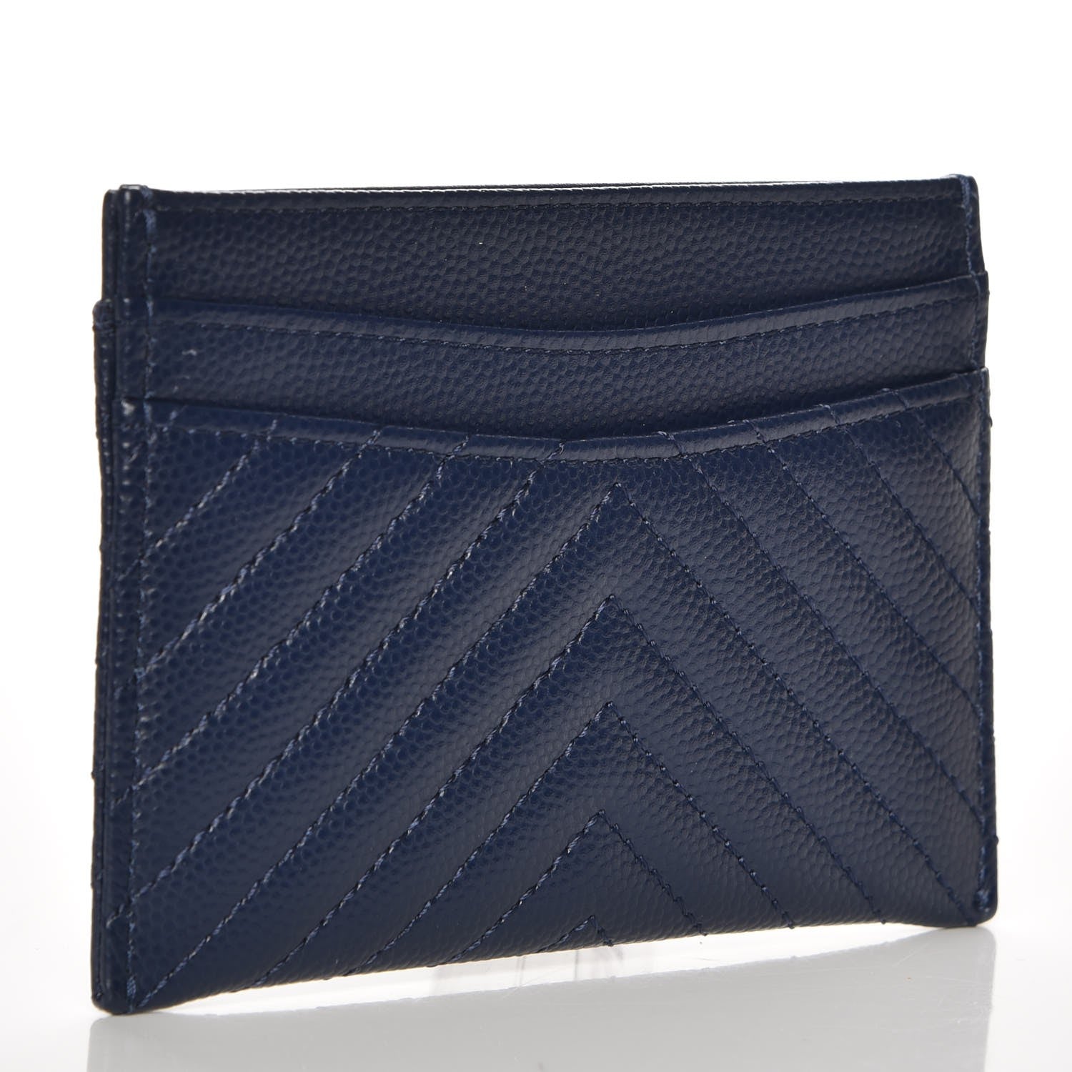 Chanel Caviar Chevron Card Holder Navy 3 of 10