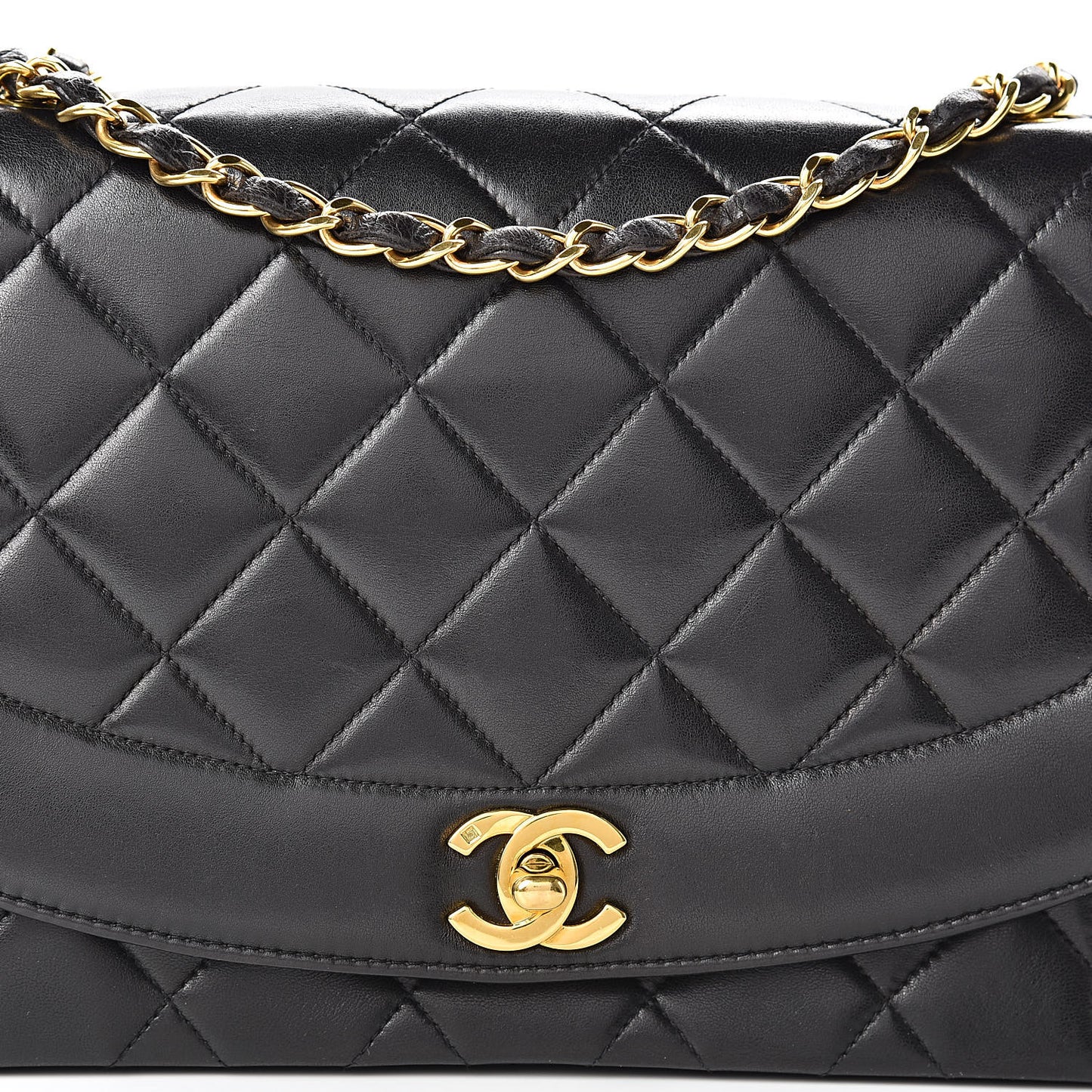 Lambskin Quilted Medium Single Flap Black
