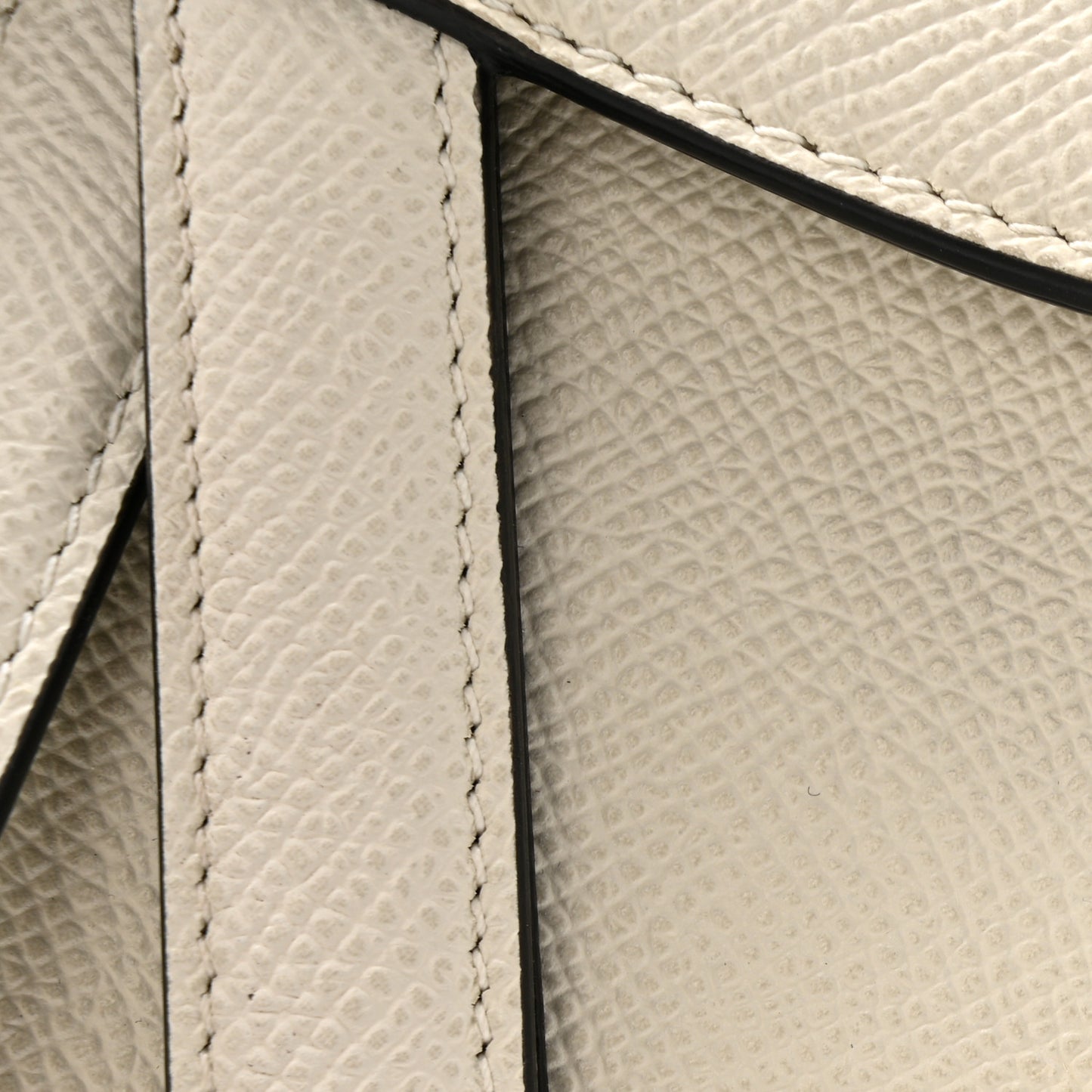 Grained Calfskin Mini Saddle Bag With Strap White