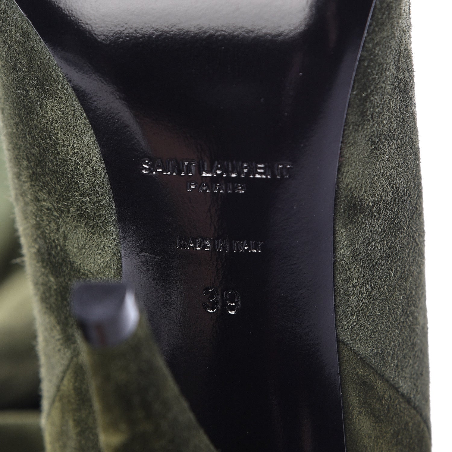 Saint Laurent Suede Era Over The Knee Boots 39 Army Green 6 of 8