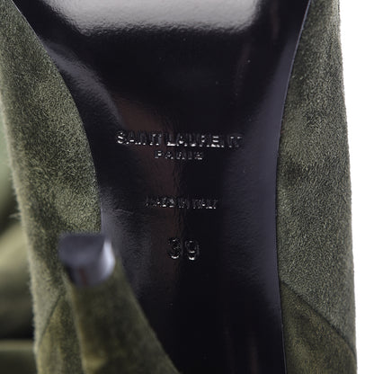 Saint Laurent Suede Era Over The Knee Boots 39 Army Green 6 of 8