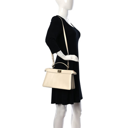 Fendi Vitello King Luxor Shiny Nappa Medium Peekaboo I SEE U East West Satchel White Light Rose 2 of 10