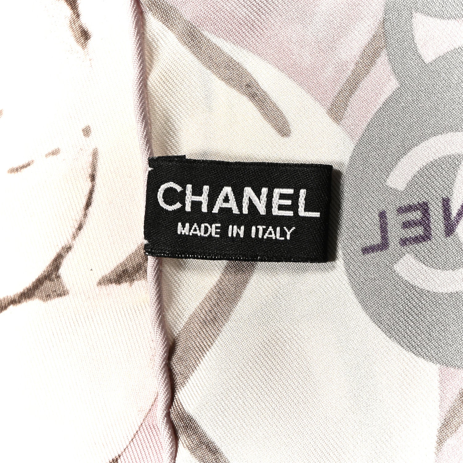 Chanel Silk CC Logo Camellia Scarf White Pink 2 of 5