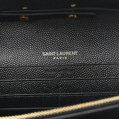 Saint Laurent Grain De Poudre Matelasse Chevron Monogram Chain Wallet Black 7 of 12