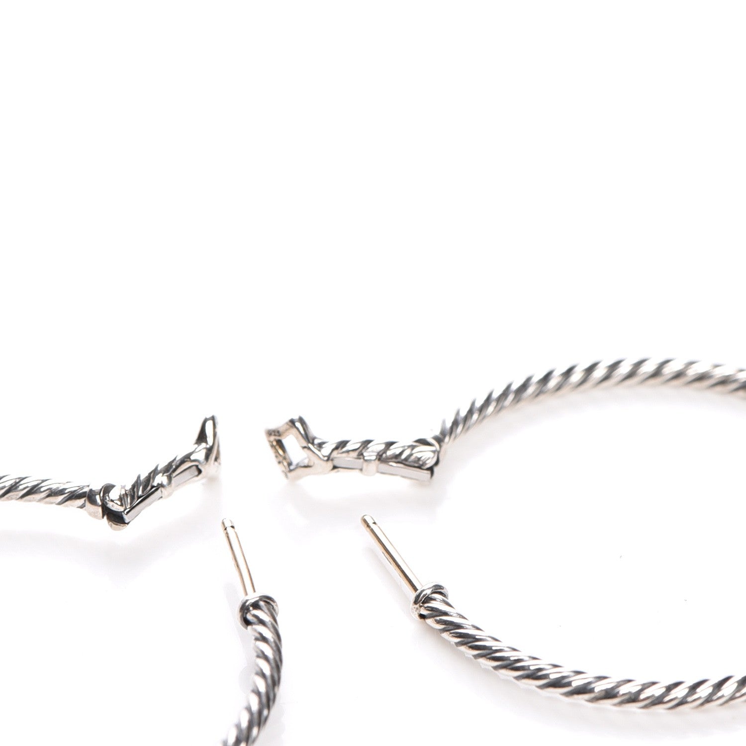 David Yurman Sterling Silver Large Cable Classics Hoop Earrings 3 of 4