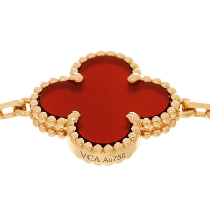 Van Cleef & Arpels 18K Yellow Gold Carnelian 5 Motifs Vintage Alhambra Bracelet 4 of 5