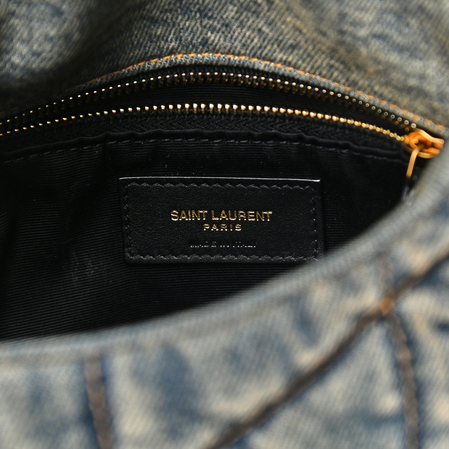 Saint Laurent Denim Quilted Toy Loulou Puffer Monogram Chain Satchel Blue Black 8 of 9