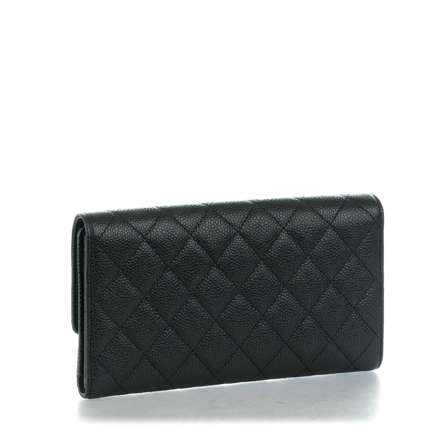 Caviar Quilted Large Flap Wallet Black
