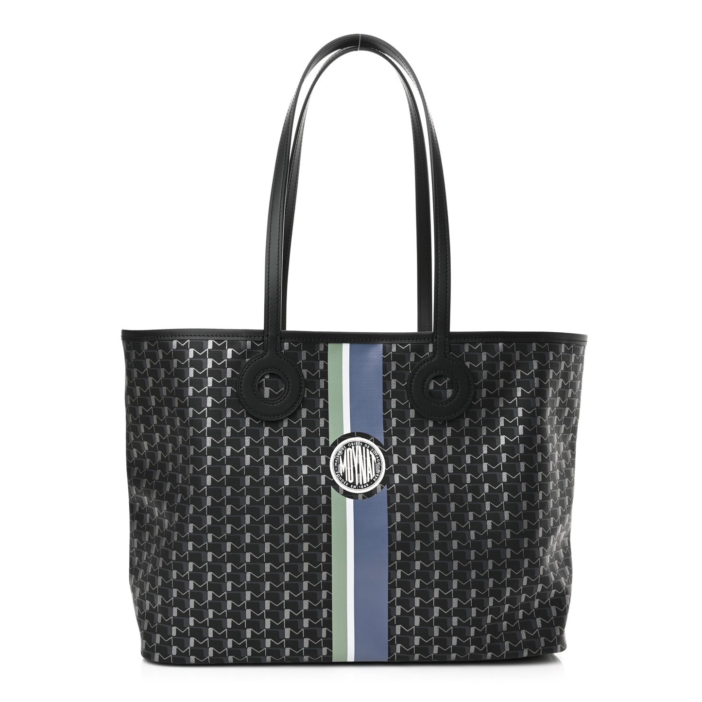 Grained Calfskin Canvas 1920 Oh! Tote Ruban MM Carbon Silver