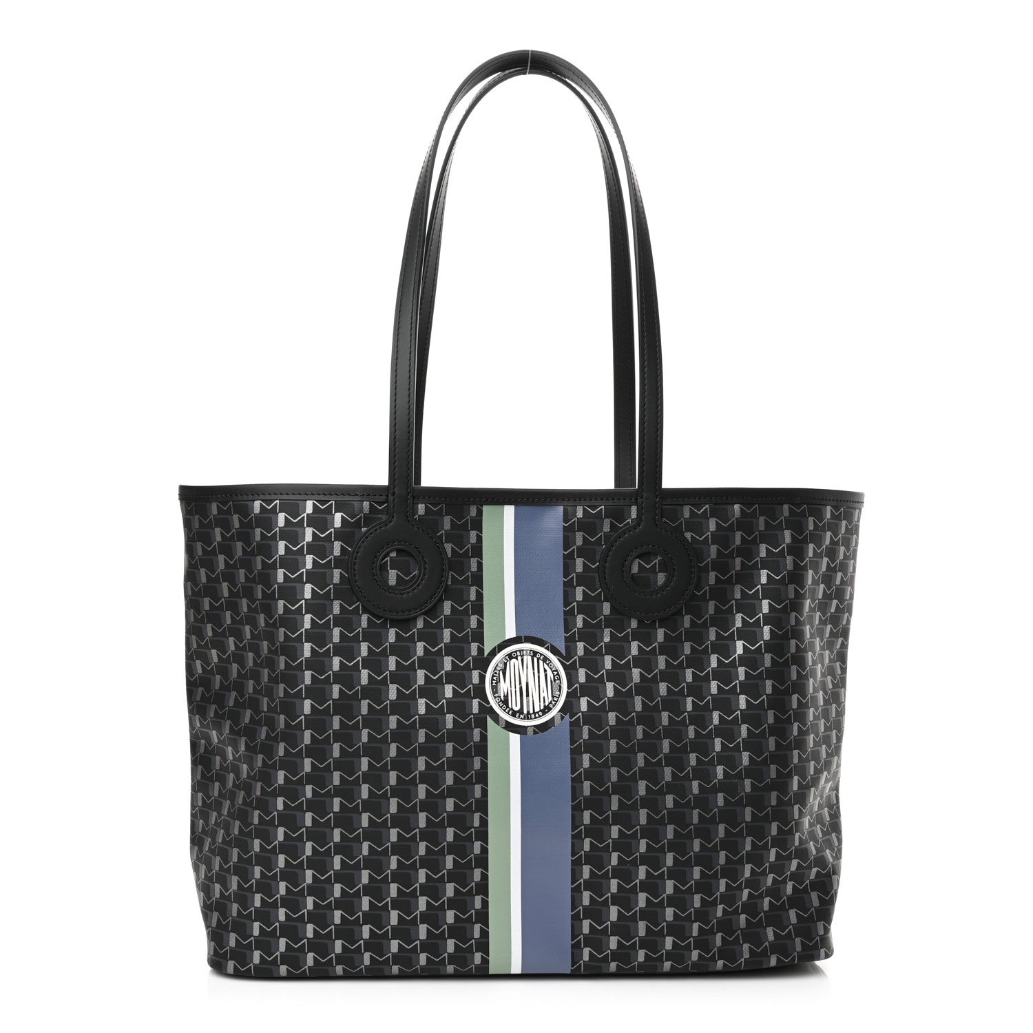 Moynat Grained Calfskin Canvas 1920 Oh! Tote Ruban MM Carbon Silver 1 of 11