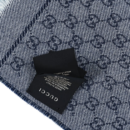 Gucci Wool Jacquard GG Monogram Miniorophin Scarf Midnight Blue Sky Blue 4 of 4