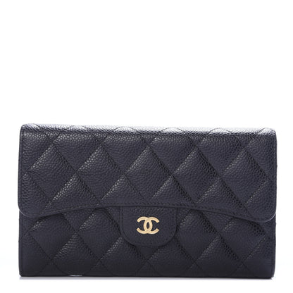 Chanel Caviar Quilted Large Flap Wallet Black 1 of 8
