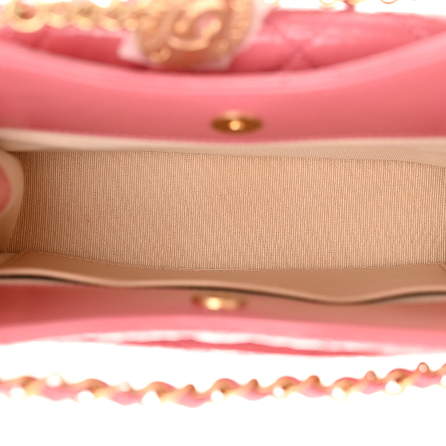 Shiny Crumpled Calfskin Quilted Small Wavy CC Hobo Pink