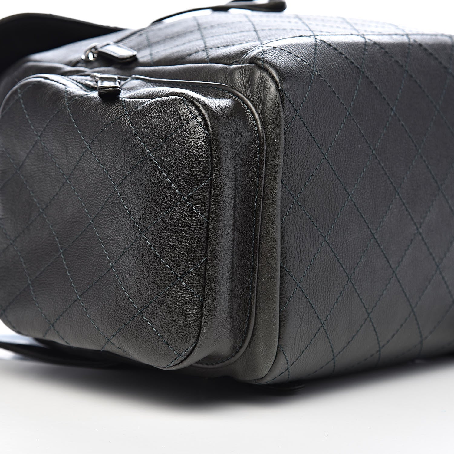 Chanel Grained Calfskin Stitched Pocket Backpack Dark Green 9 of 11