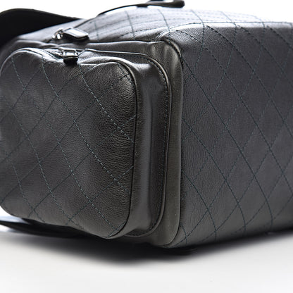 Chanel Grained Calfskin Stitched Pocket Backpack Dark Green 9 of 11