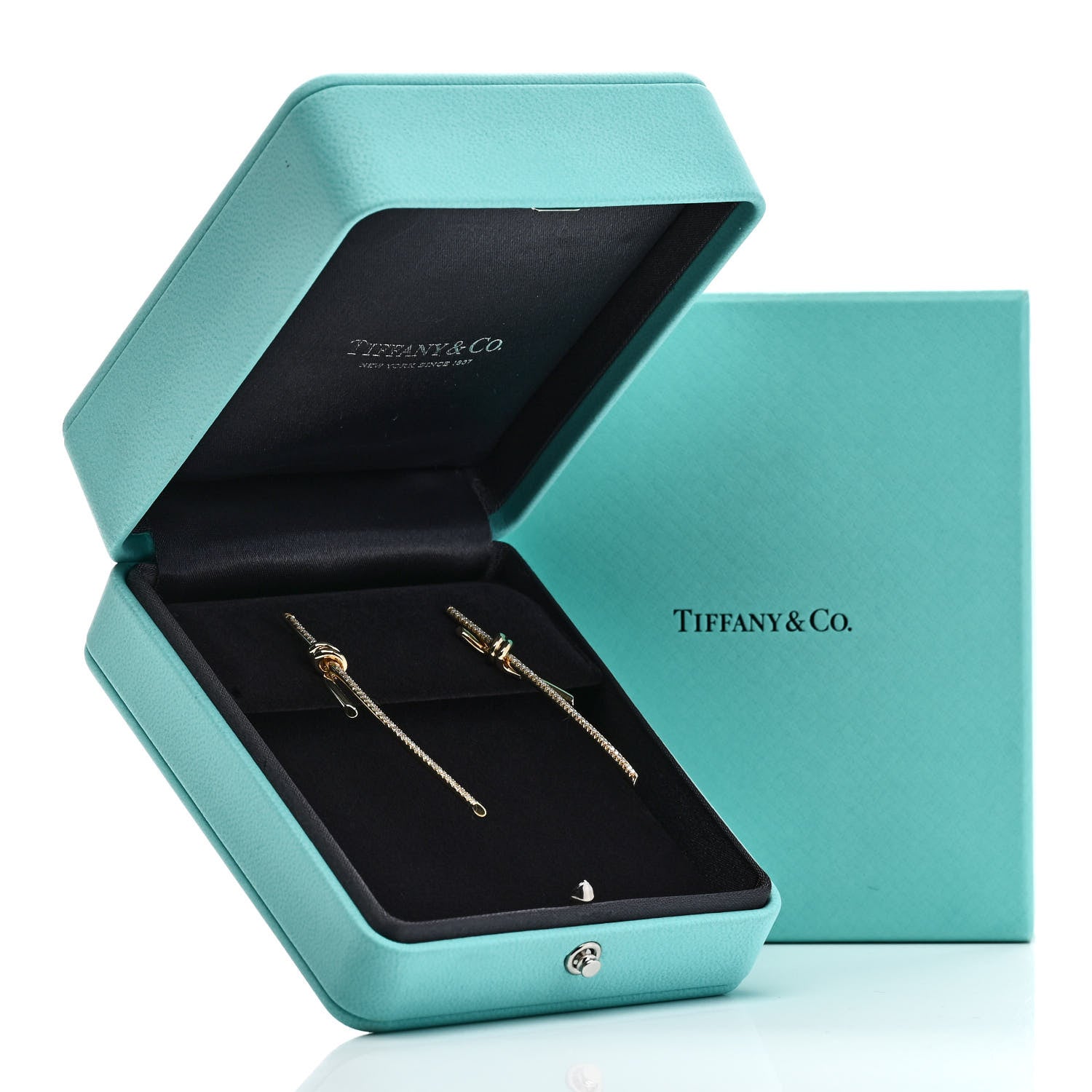 Tiffany 18K Yellow Gold Diamond Tiffany Knot Drop Earrings 5 of 5