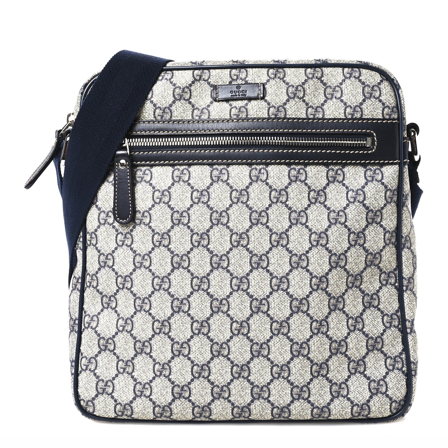 GG Plus Monogram Selleria Calfskin Medium Messenger Bag Beige Blue