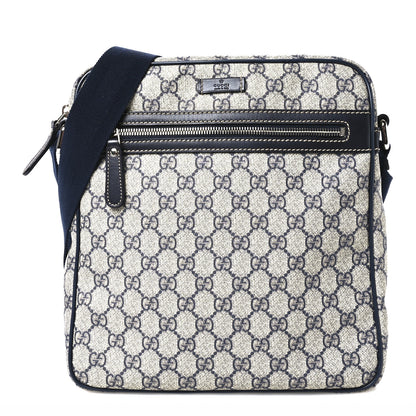 Gucci GG Plus Monogram Selleria Calfskin Medium Messenger Bag Beige Blue 1 of 11