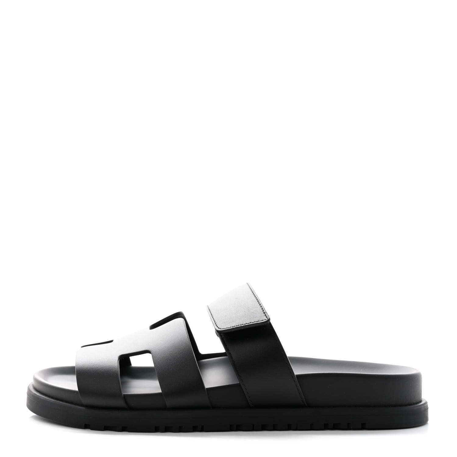 Hermes Calfskin Womens Chypre Sandals 35.5 Black 1 of 10