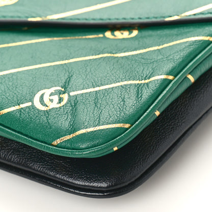 Gucci Calfskin Diagonal GG Medium Thiara Double Envelope Shoulder Bag Emerald Green Black 10 of 11
