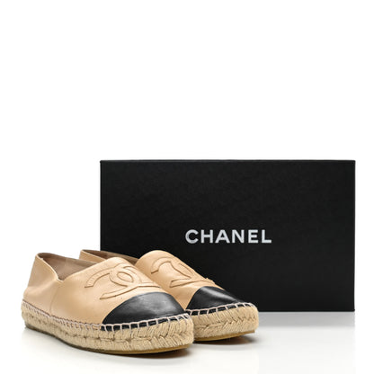 Chanel Lambskin CC Espadrilles 38 Beige Black 15 of 15