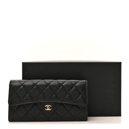 Chanel Caviar Quilted Large Gusset Flap Wallet Black 9 of 9