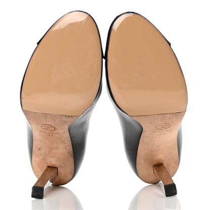 Chanel Lambskin Satin Cap Toe Pumps 37 Black 8 of 10