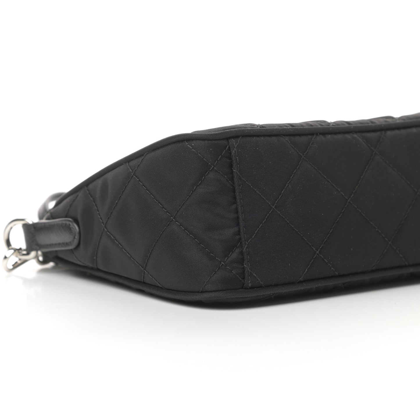 Nylon Tessuto Impuntu Quilted Crossbody Bag Black