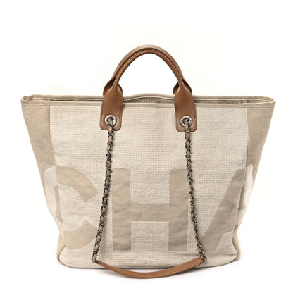 Chanel Canvas Large Shopping Tote White Beige 1 of 11