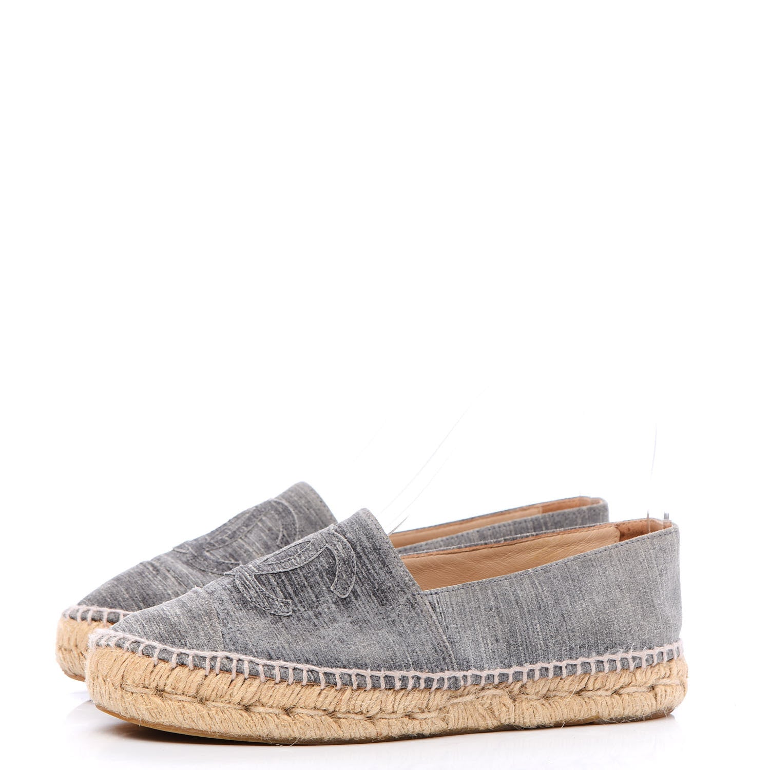Chanel Striated Suede Espadrilles 37 Dark Grey 3 of 8