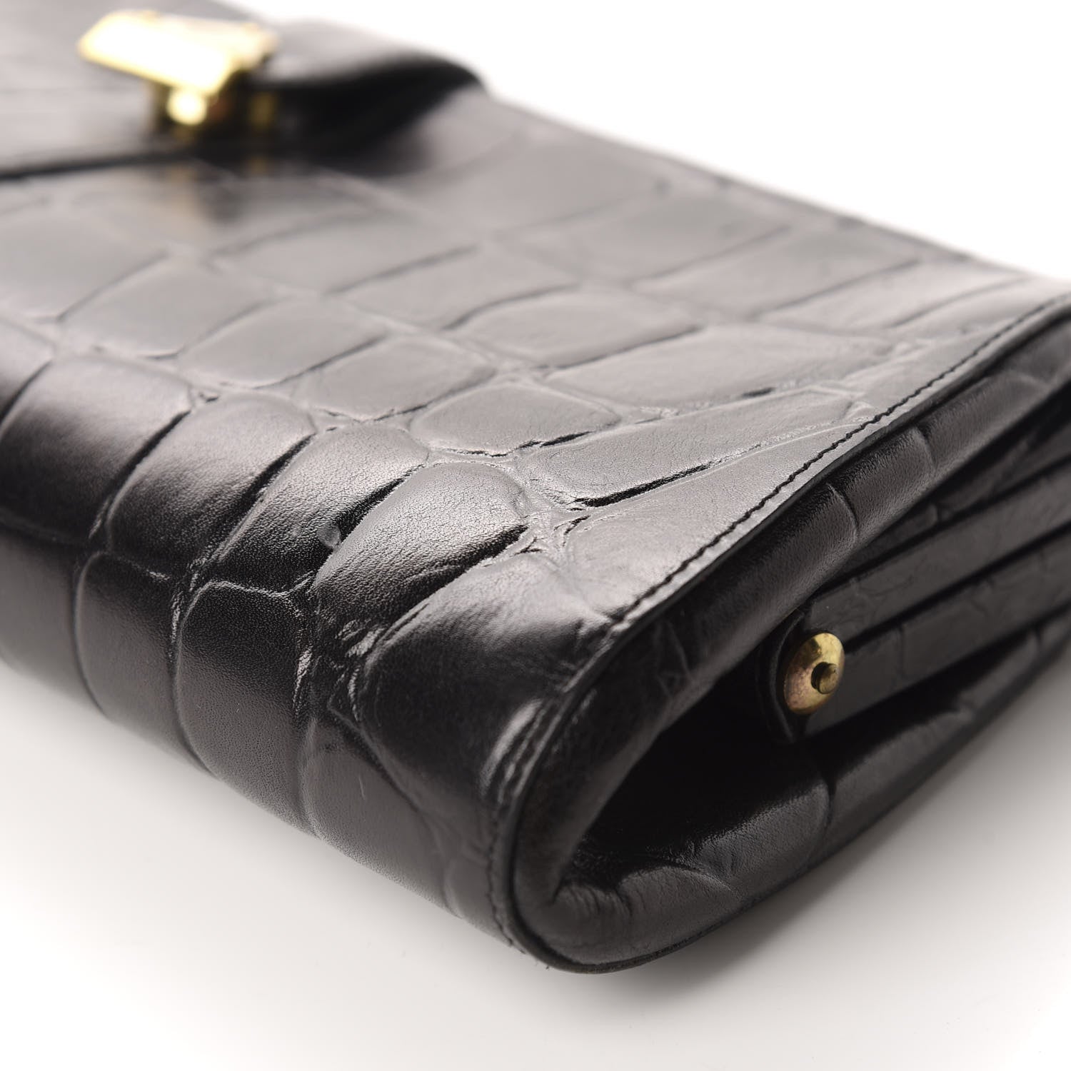 Mulberry Crocodile Embossed Calfskin Frame Clutch Black 7 of 13