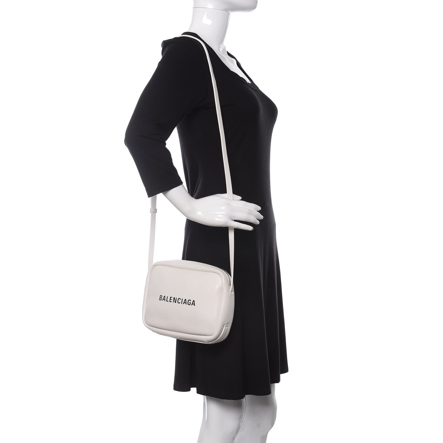 Balenciaga Calfskin Logo S Everyday Camera Bag White 2 of 11