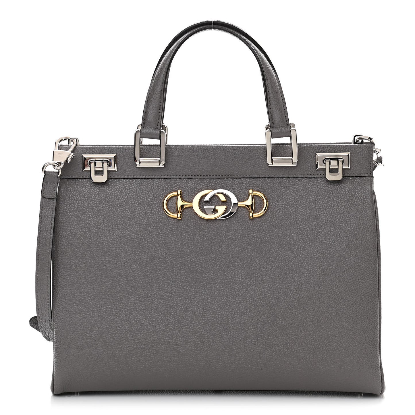 Grainy Calfskin Medium Zumi Top Handle Bag Dusty Grey