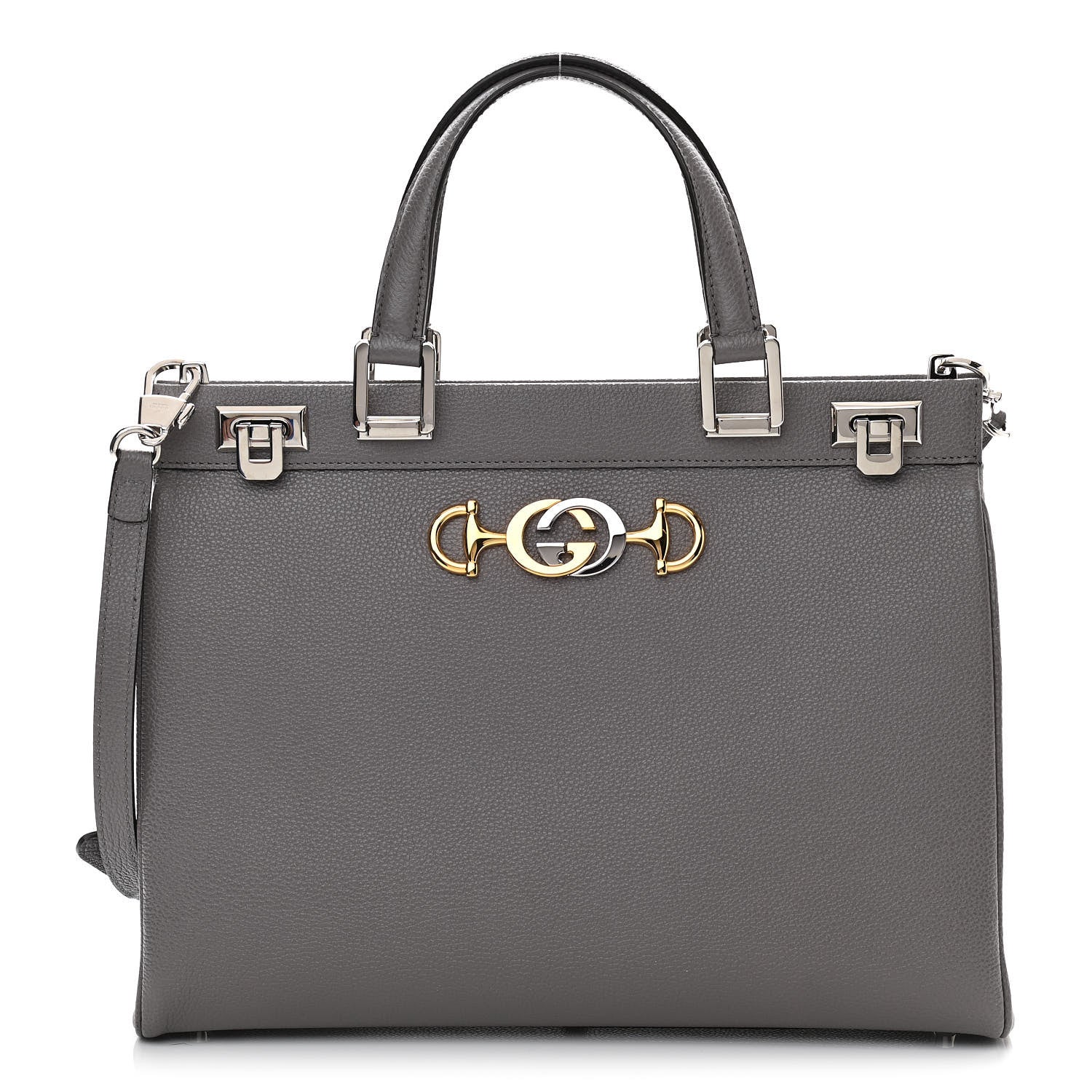Gucci Grainy Calfskin Medium Zumi Top Handle Bag Dusty Grey 1 of 13