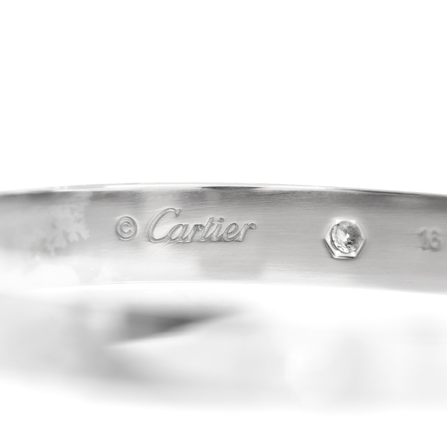 18K White Gold 4 Diamond LOVE Bracelet 16