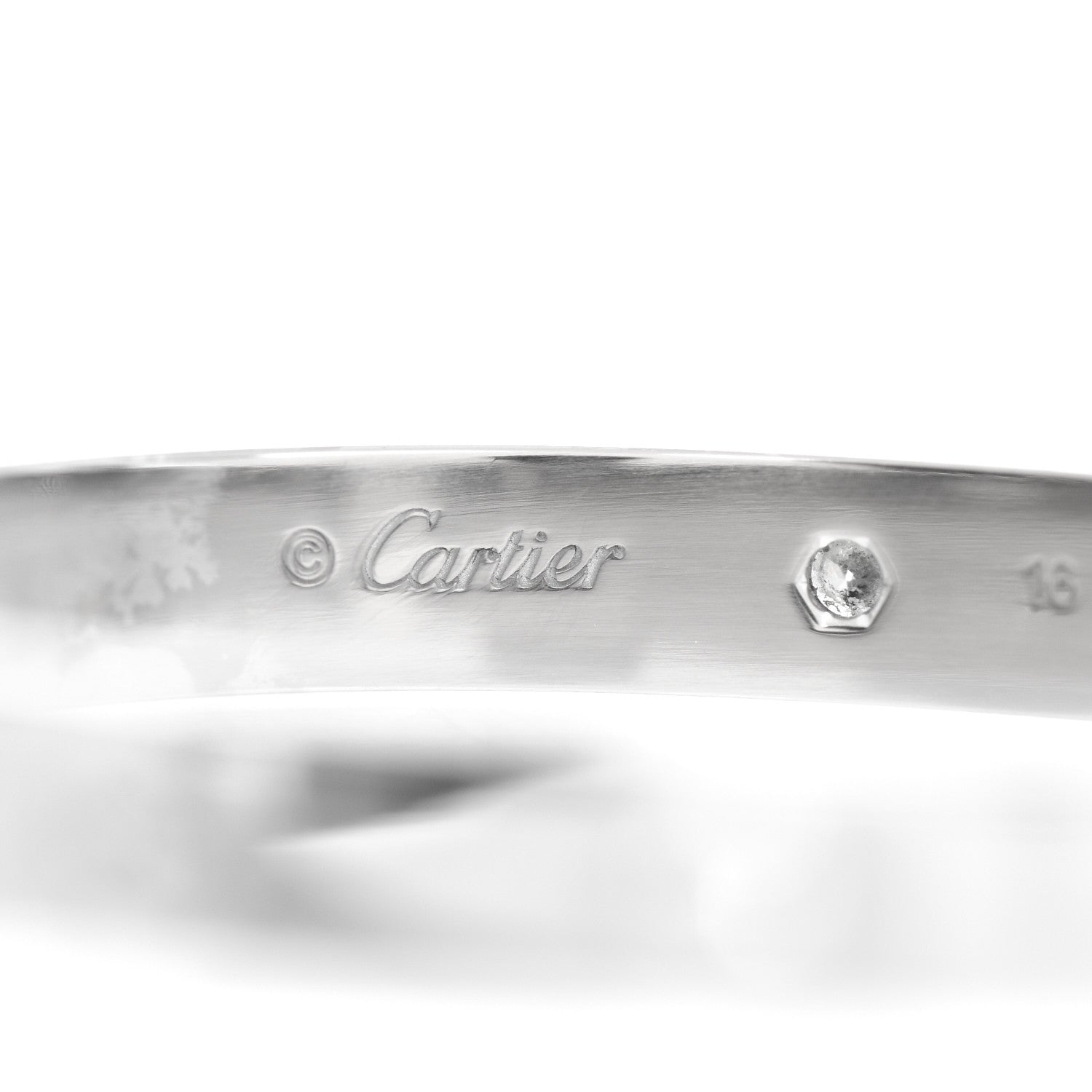 Cartier 18K White Gold 4 Diamond LOVE Bracelet 16 5 of 6