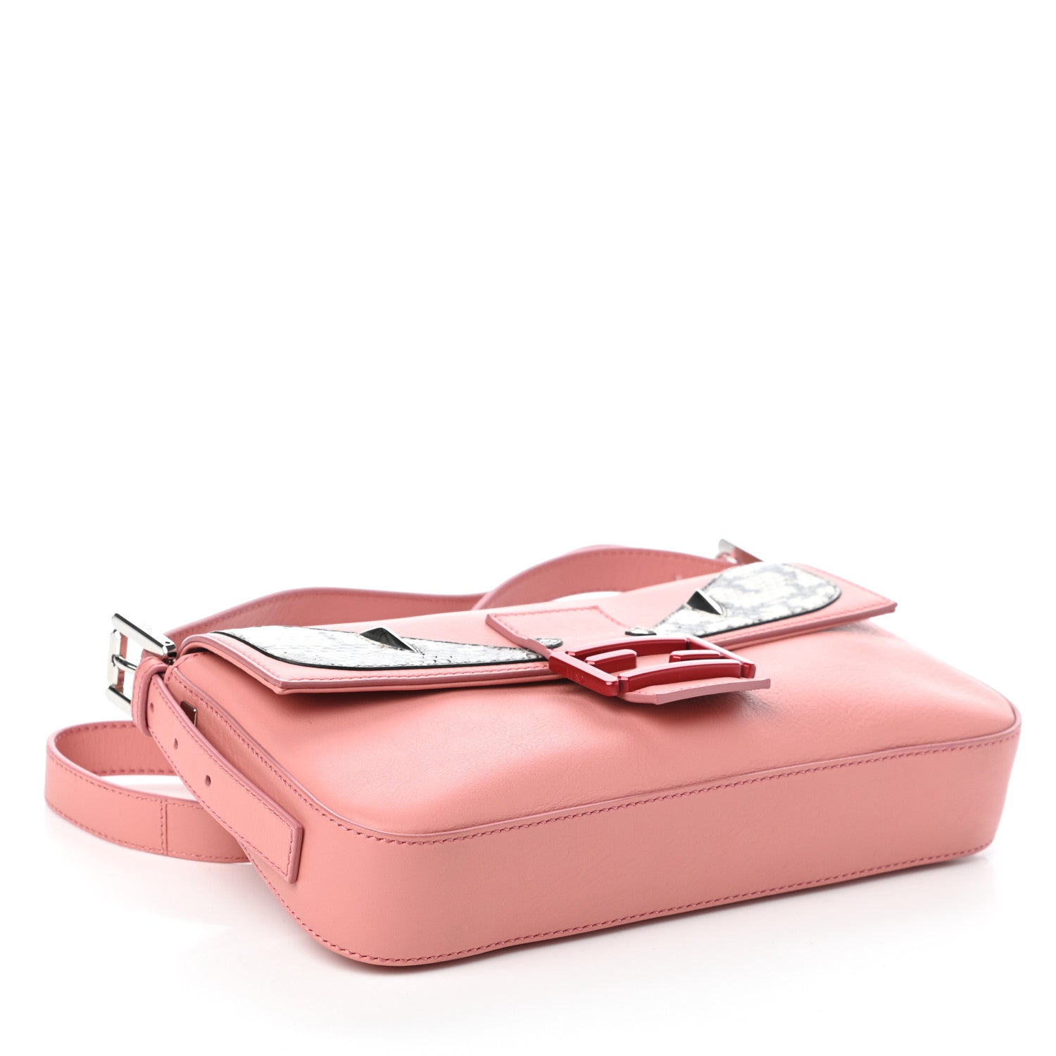 Fendi Calfskin Elaphe Monster Eyes Baguette Bois de Rose Naturale 4 of 9