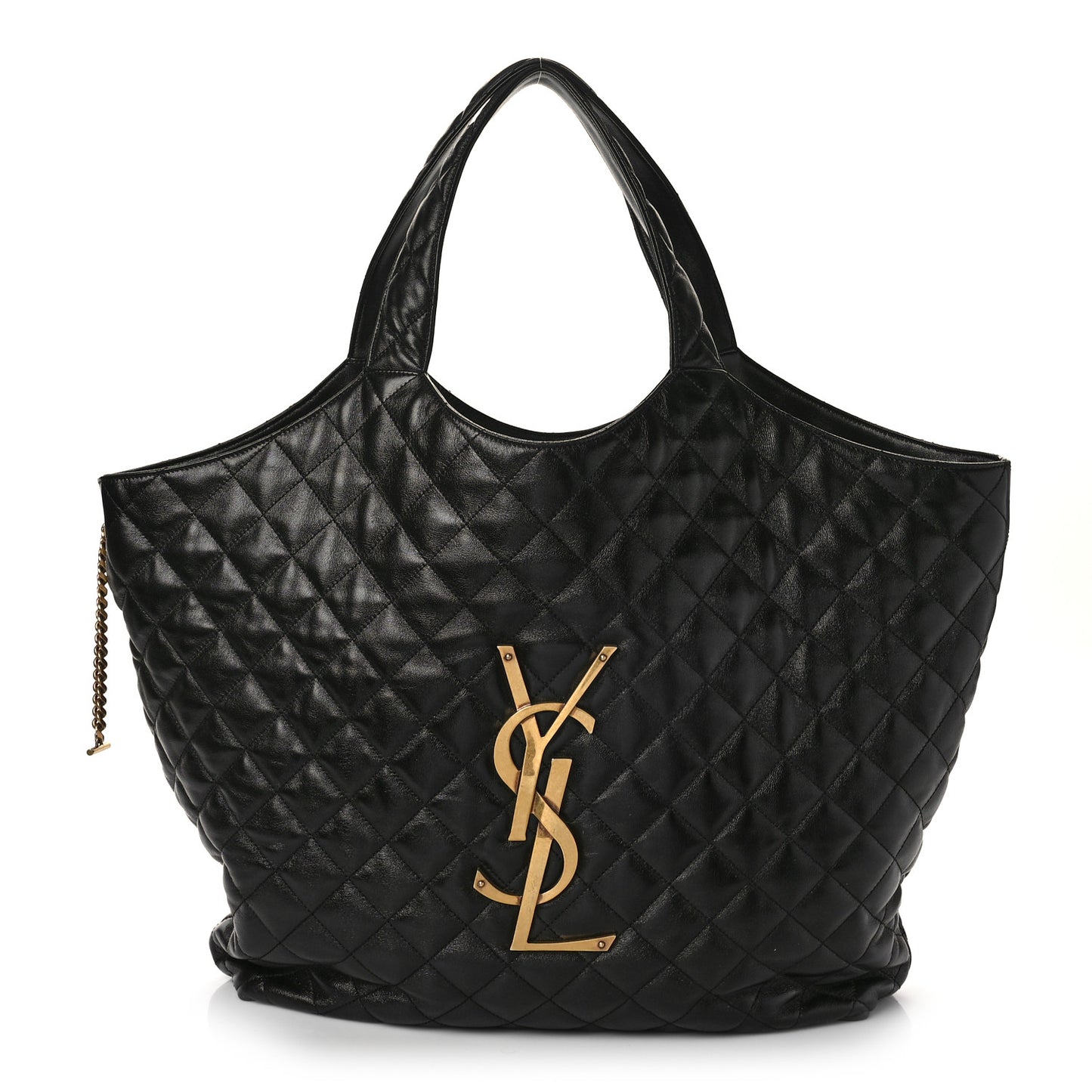 Lambskin Quilted Maxi Icare Shopping Tote Black