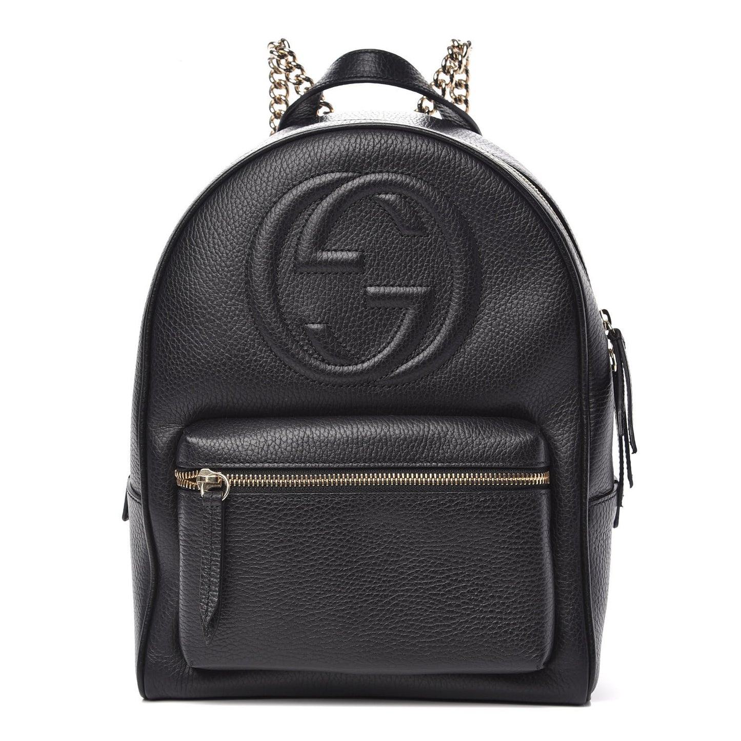 Pebbled Calfskin Soho Chain Backpack Black
