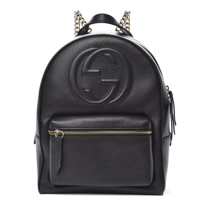 Gucci Pebbled Calfskin Soho Chain Backpack Black 1 of 9