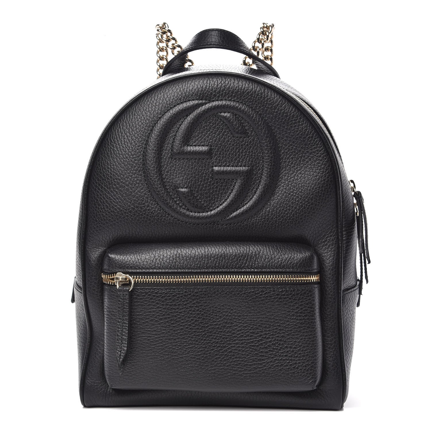Gucci Pebbled Calfskin Soho Chain Backpack Black 1 of 9