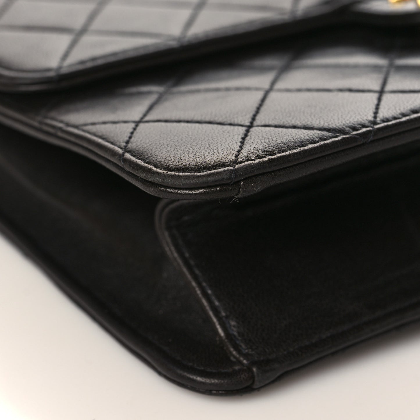 Lambskin Quilted Small Single Flap Black