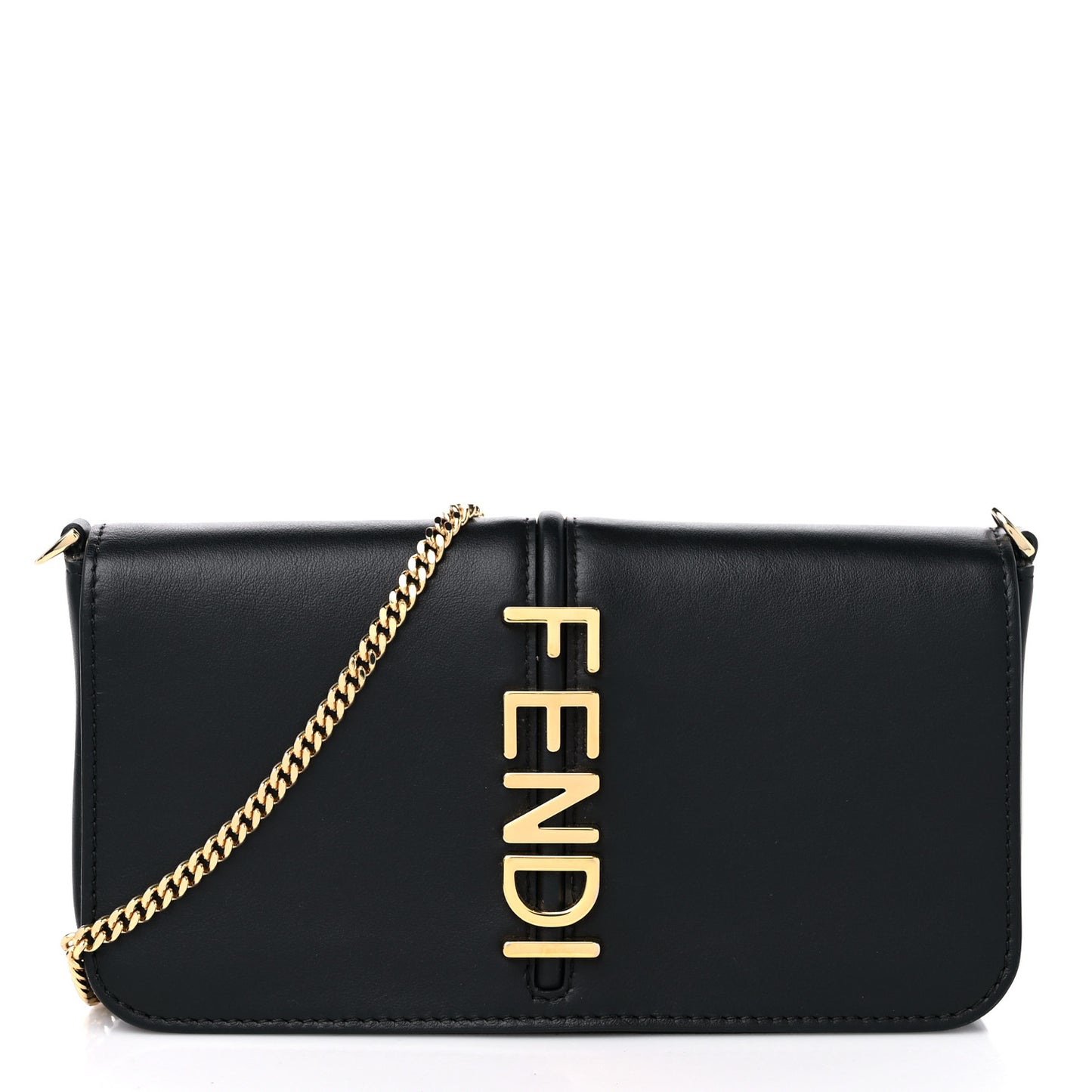 Vitello Grace Matte Fendigraphy Wallet On Chain Black