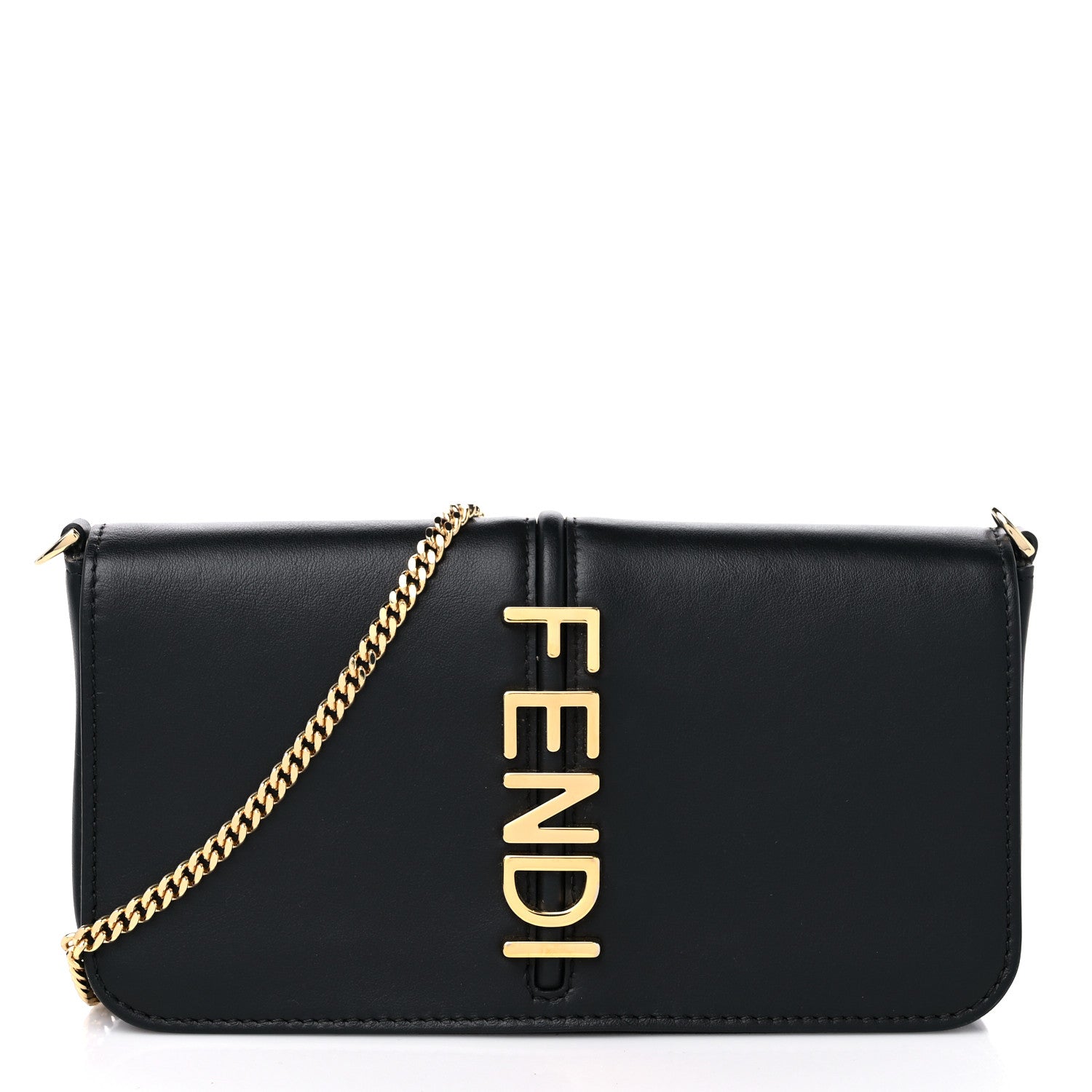 Fendi Vitello Grace Matte Fendigraphy Wallet On Chain Black 3 of 11