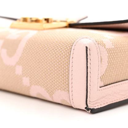Gucci Monogram Jumbo GG Textured Dollar Calfskin Mini Padlock Top Handle Shoulder Bag Beige Perfect Pink 9 of 10