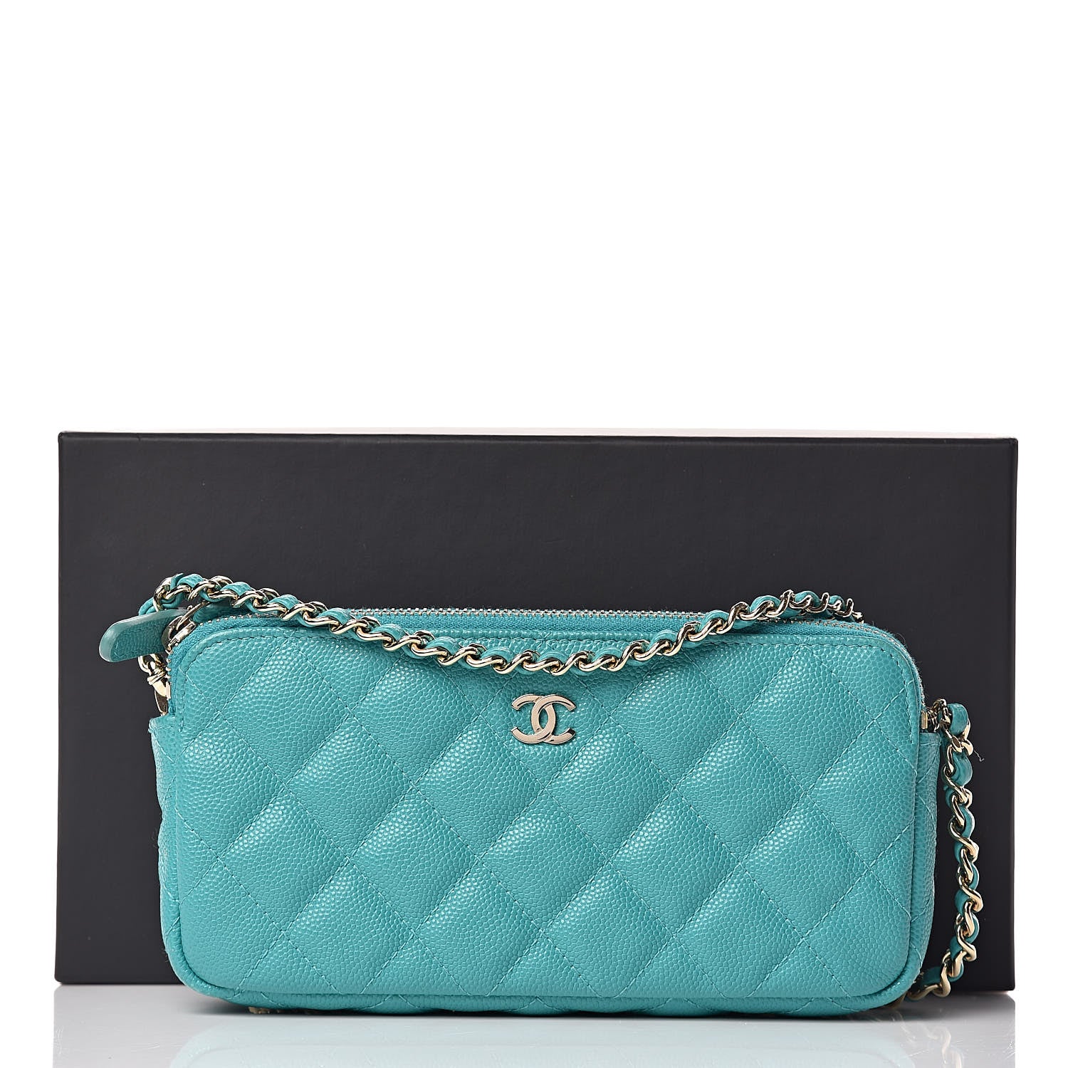 Chanel Caviar Quilted Small Clutch With Chain Turquoise 13 of 13