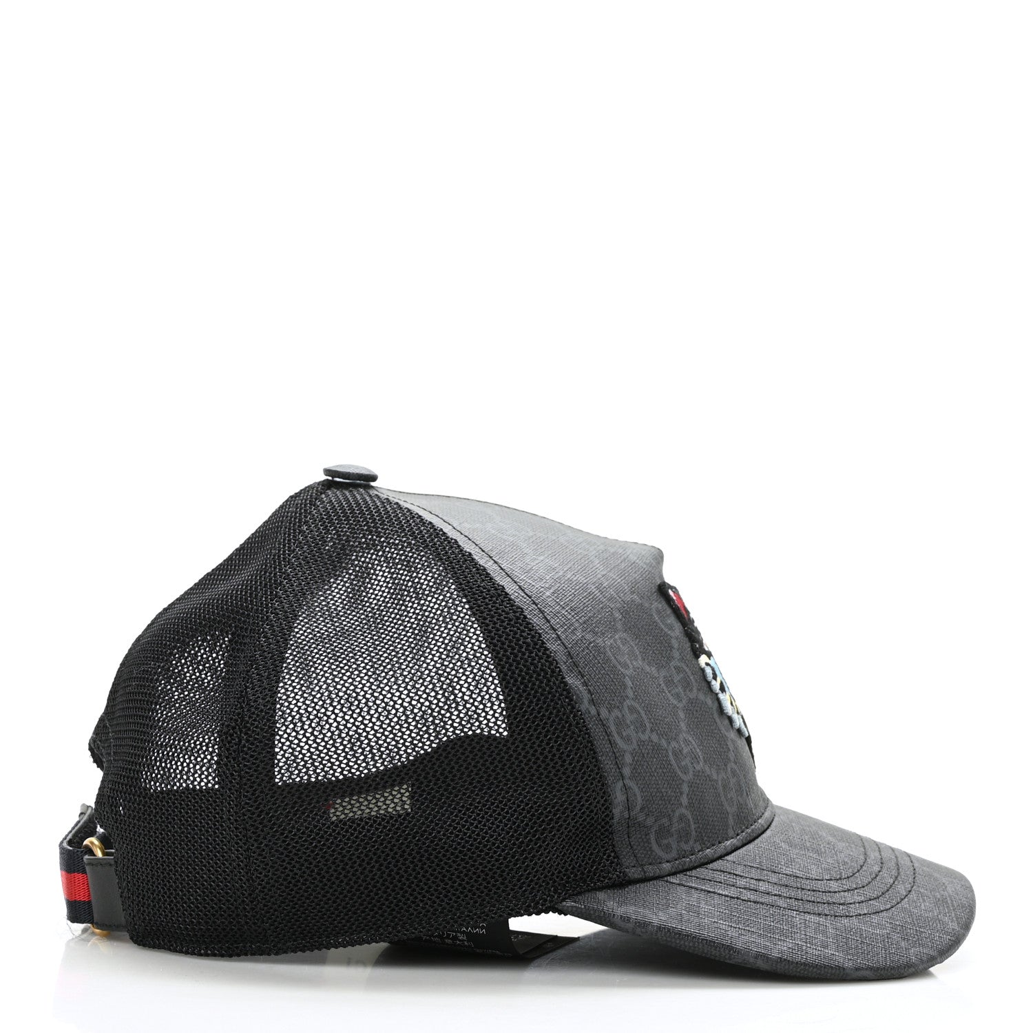 Gucci GG Supreme Monogram Angry Cat Embroidered Baseball Hat S Black 4 of 8
