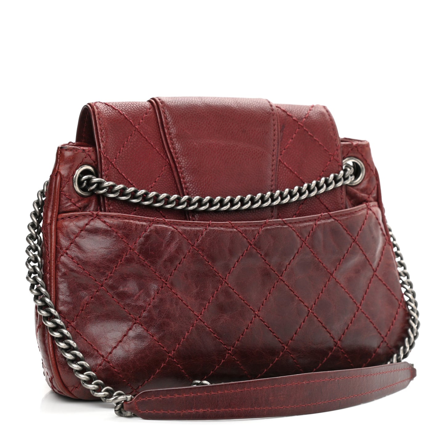 Caviar Aged Calfskin Medium Bubble Graphic Messenger Bag Dark Red
