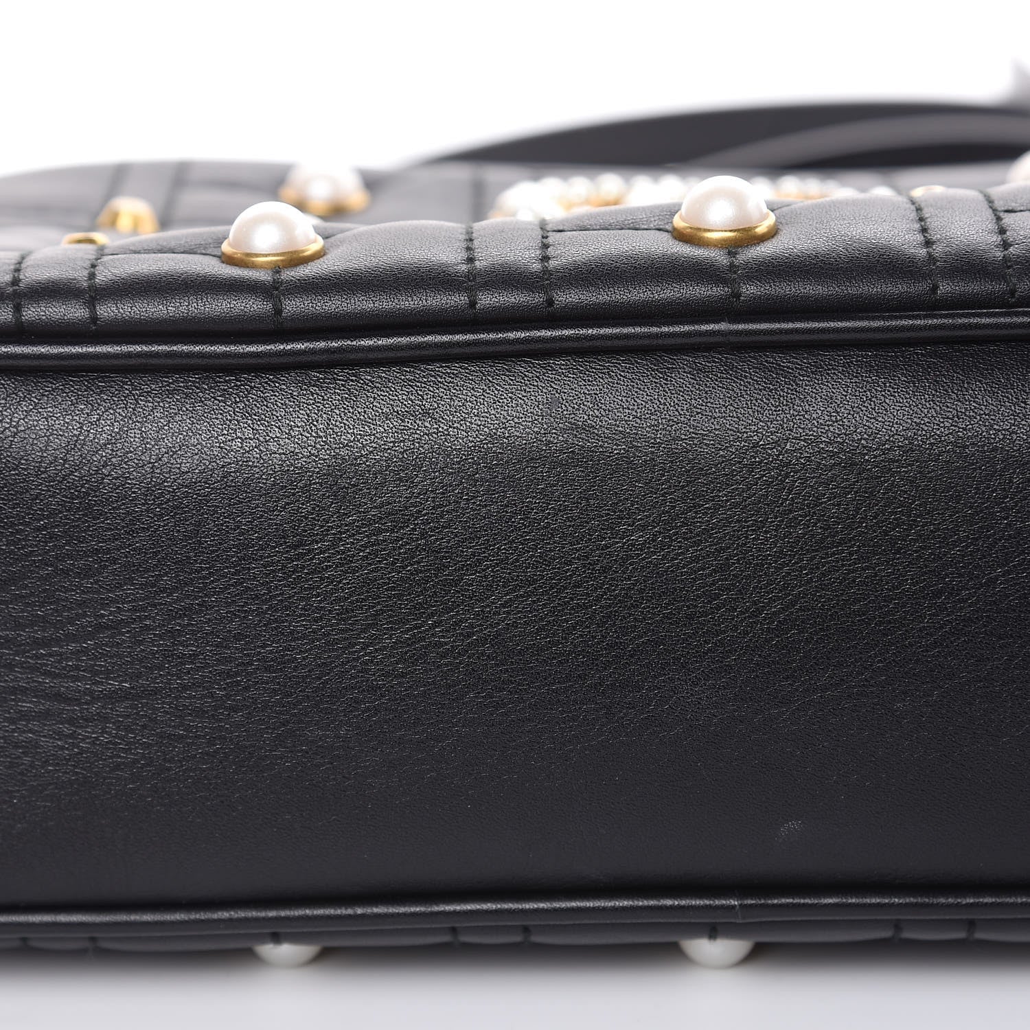 Gucci Calfskin Matelasse Studded Small Pearly GG Marmont Chain Shoulder Bag Black 10 of 15