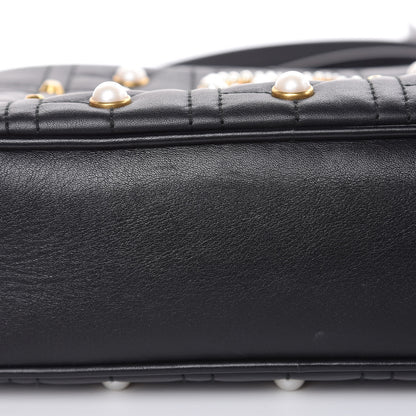 Gucci Calfskin Matelasse Studded Small Pearly GG Marmont Chain Shoulder Bag Black 10 of 15
